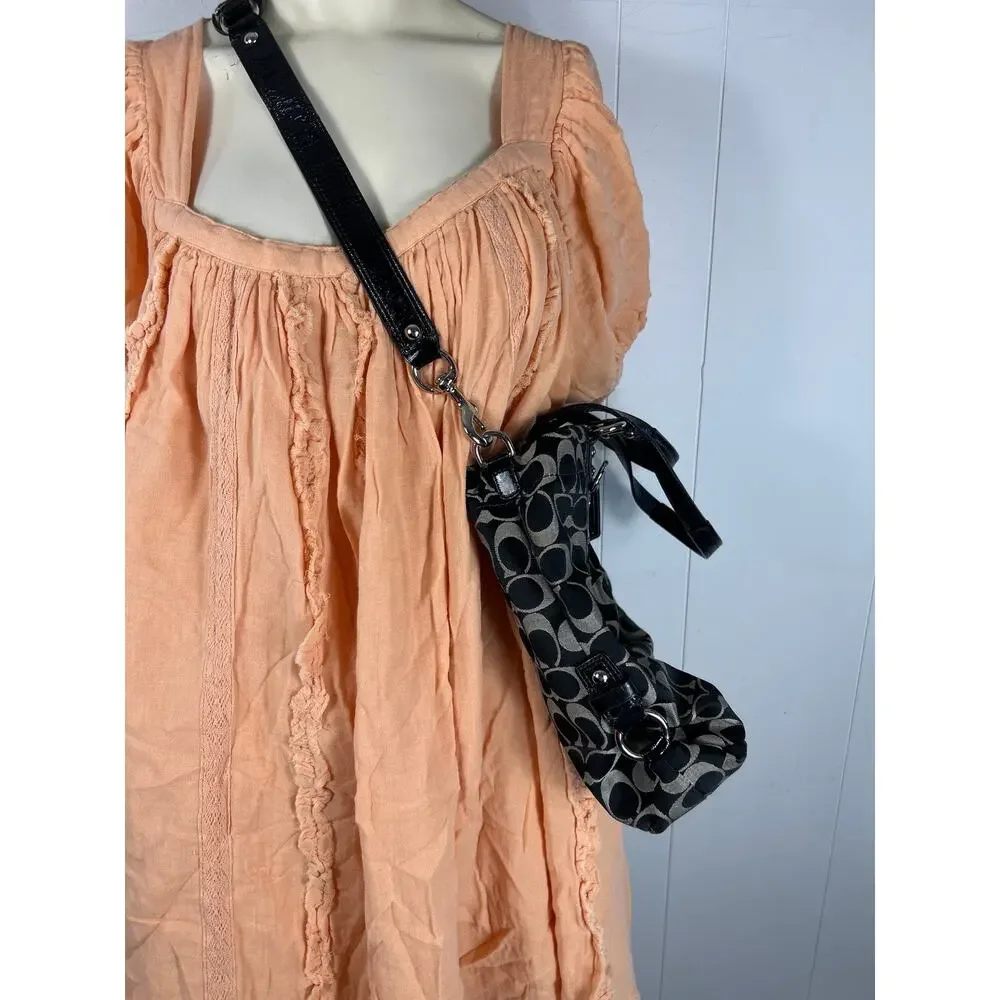 Coach Ashley Signature Canvas Handbag in Black and Gray.